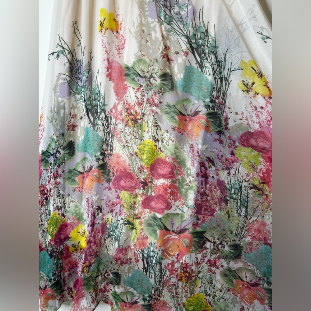 MIX NOUVEAU Pleated Floral Bright multicolored Skirt Size M - Picture 4 of 6
